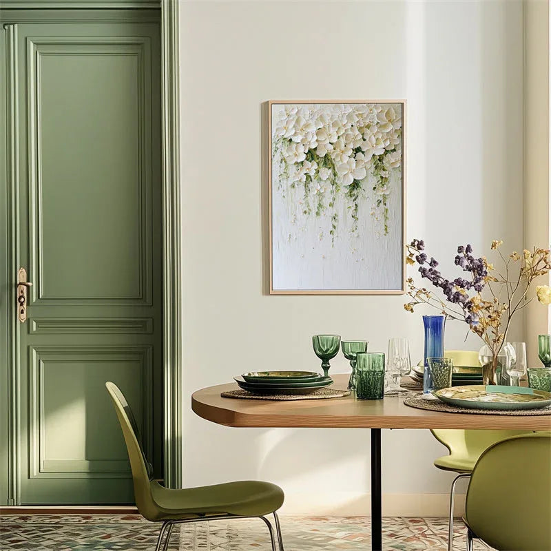 Blooming Grace-Minimally Three-Dimensional Hanging White Flower Cluster Texture Wall Art - artextured