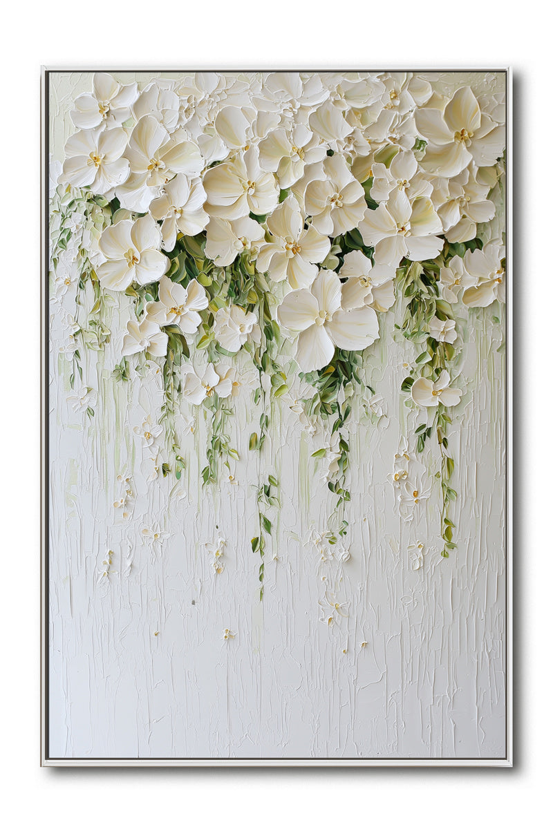 Blooming Grace-Minimally Three-Dimensional Hanging White Flower Cluster Texture Wall Art