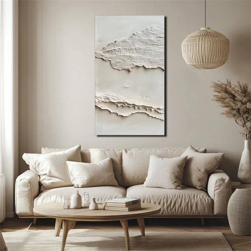 Serene Layers Diptych Art-Vertical Double Layered Three-Dimensional Folded Sand Texture Oil Painting Wall Art - artextured