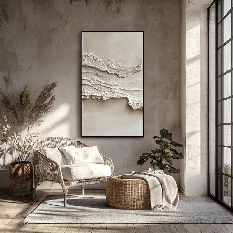 Serene Layers Diptych Art-Vertical Double Layered Three-Dimensional Folded Sand Texture Oil Painting Wall Art - artextured