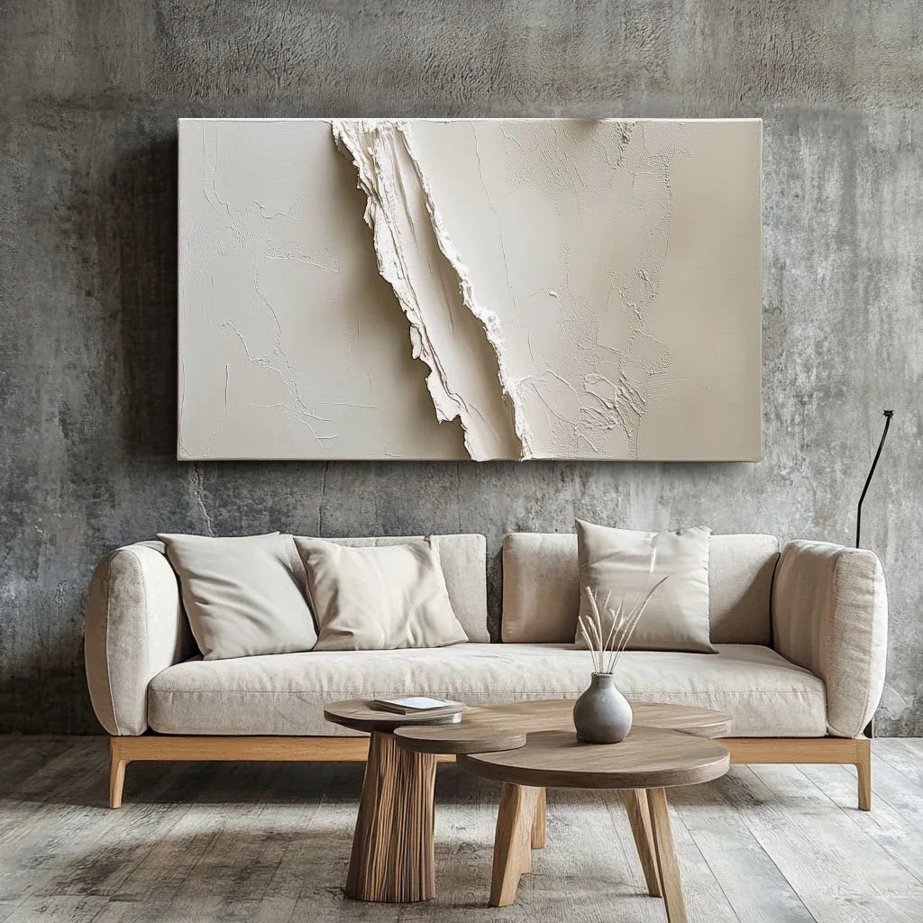 Minimalist Dual Wall Panels-Modern Minimalist Vertical Oil Painting Wall Art Featuring Earthy Pleated Texture - artextured