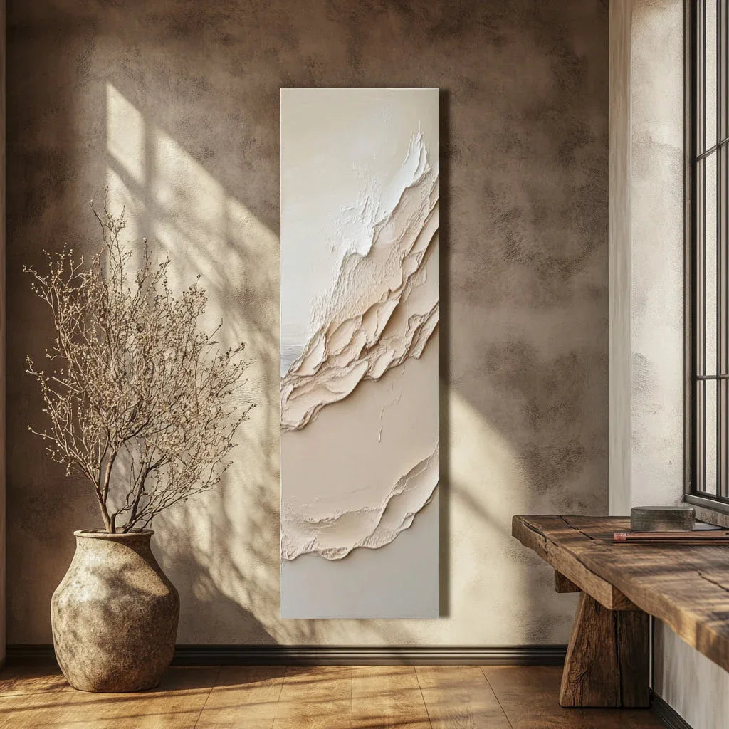 Ethereal Horizons Canvas Set-Dual Vertical Coastal Three-Dimensional Texture Wall Art - artextured
