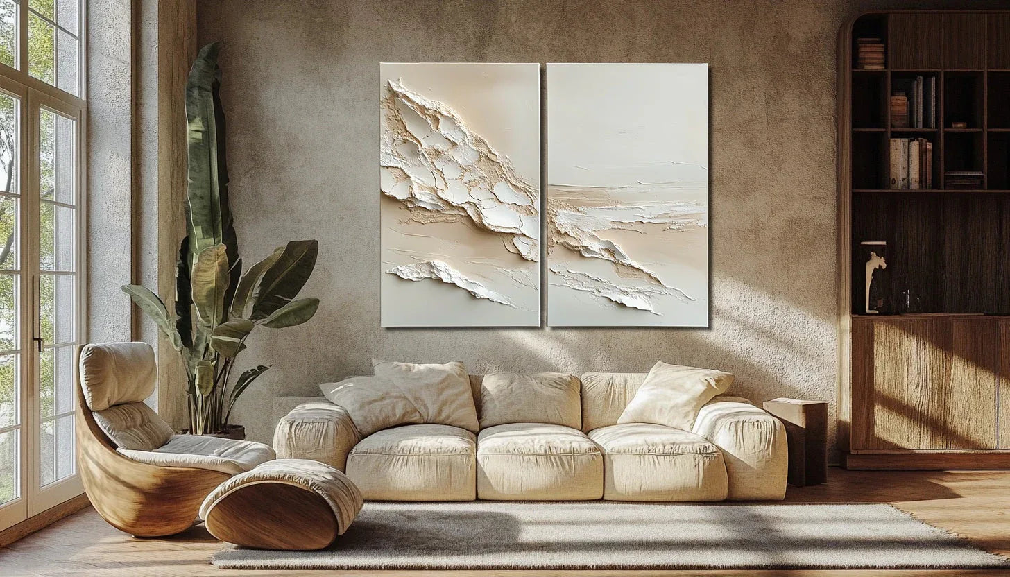 Waves of Tranquility Canvas Set-Dual-Sided Three-Dimensional Natural Flowing Abstract Texture Wall Art - artextured