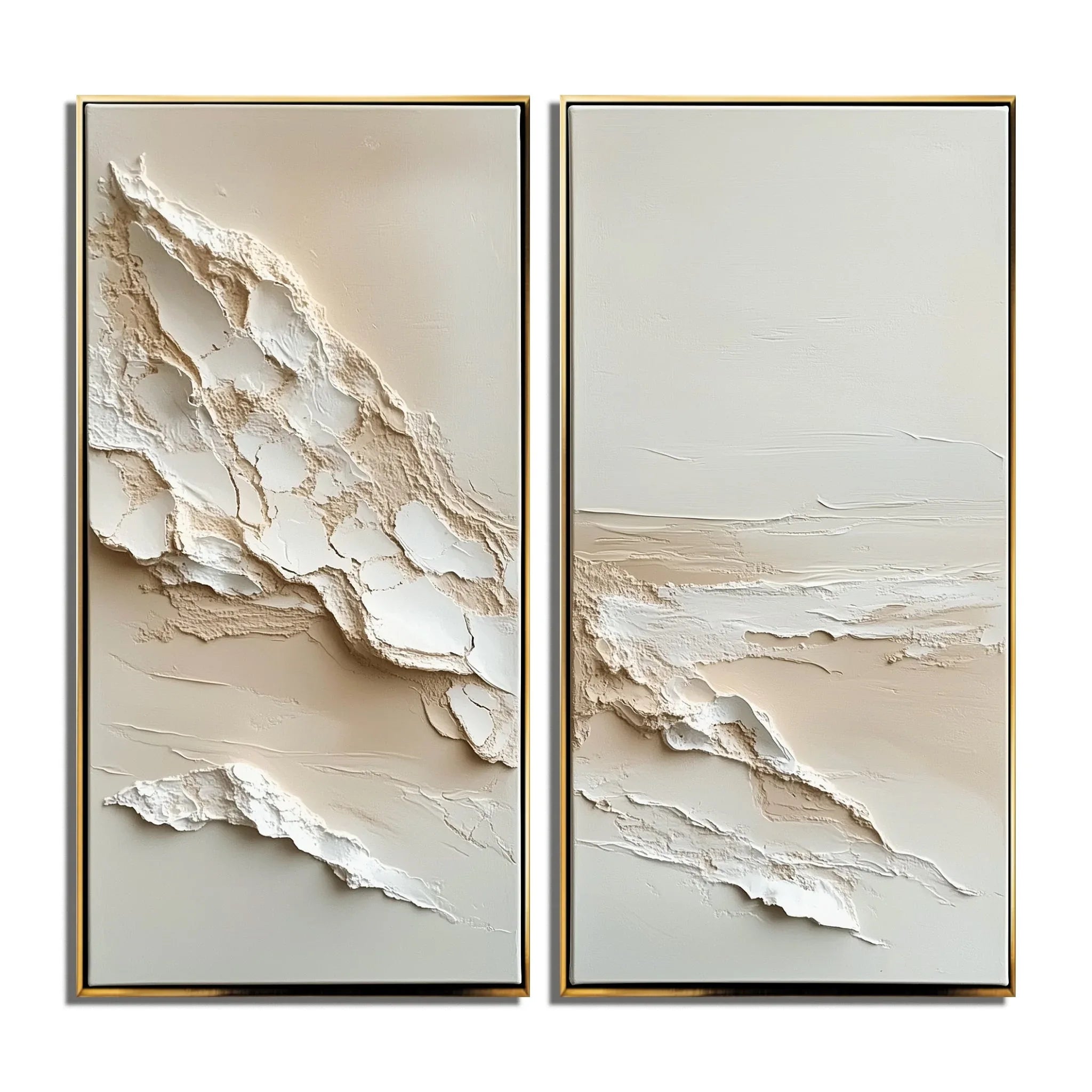 Waves of Tranquility Canvas Set-Dual-Sided Three-Dimensional Natural Flowing Abstract Texture Wall Art - artextured