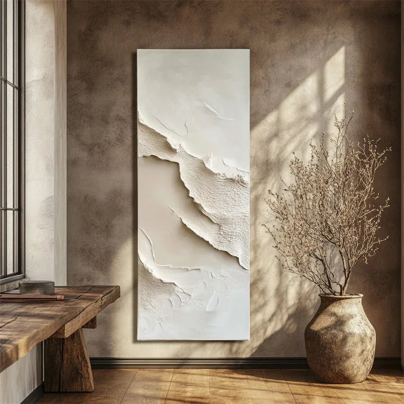 Serene Layers Diptych Canvas-Abstract Wall Art of Double Vertical Frame Earth Sand Dune Texture - artextured