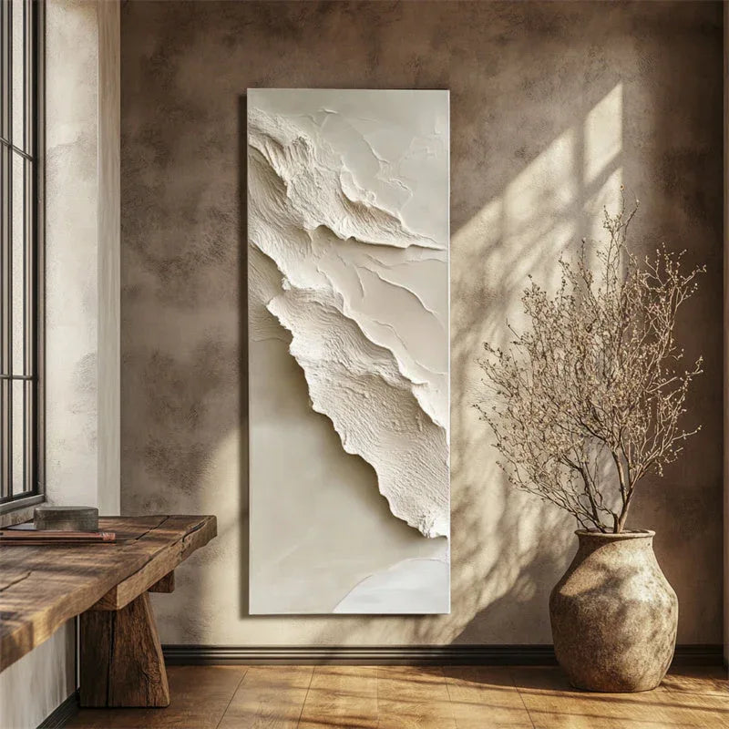 Serene Layers Diptych Canvas-Abstract Wall Art of Double Vertical Frame Earth Sand Dune Texture - artextured