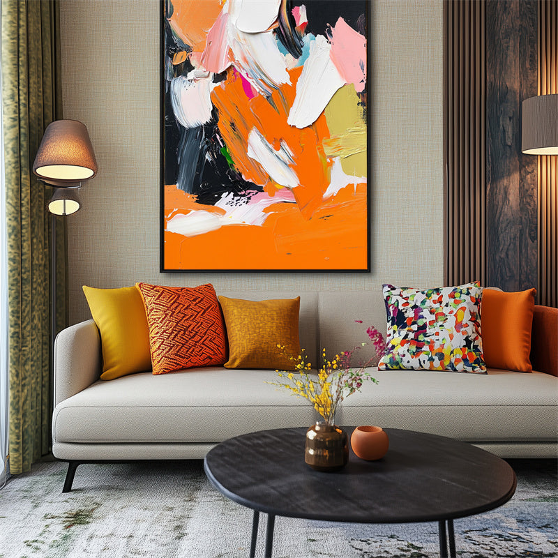 Abstract Bold Color Oil Painting – Modern Vibrant Textured Canvas Art