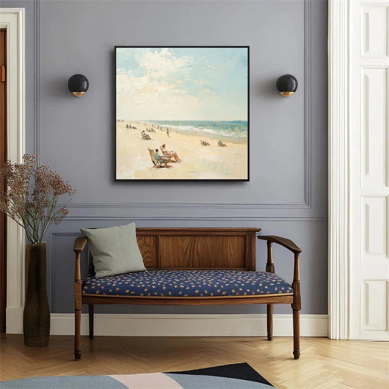 Seaside Serenity-Abstract Oil Painting Wall Art with Waves and Sunlight Texture - artextured