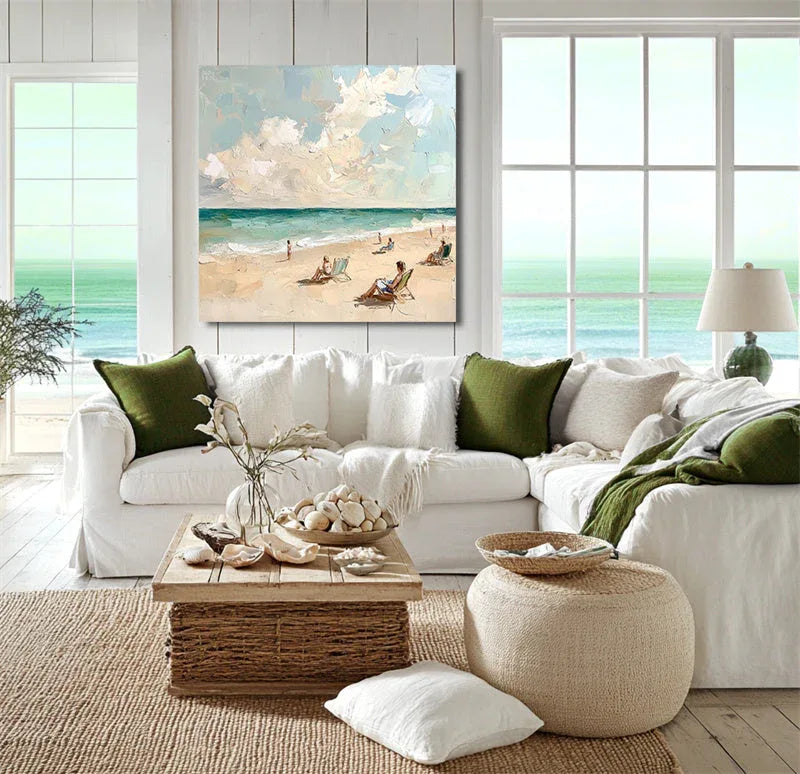 Coastal Reverie-Texture Wall Art of Hand Drawn Minimalist Seaside Vacation - artextured