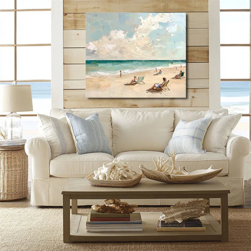 Coastal Reverie-Texture Wall Art of Hand Drawn Minimalist Seaside Vacation - artextured