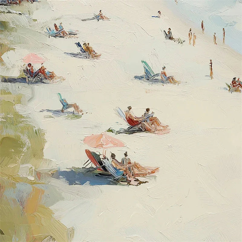 Coastal Serenity - Hand Drawn Beach Texture Oil Painting Wall Art With Flowing Light and Shadow - artextured