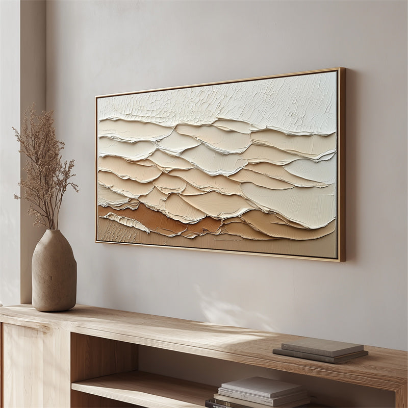 Layered Sand Dunes Textured Abstract Canvas - Modern Minimalist Art
