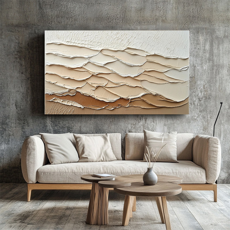 Layered Sand Dunes Textured Abstract Canvas - Modern Minimalist Art