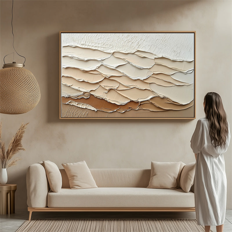 Layered Sand Dunes Textured Abstract Canvas - Modern Minimalist Art