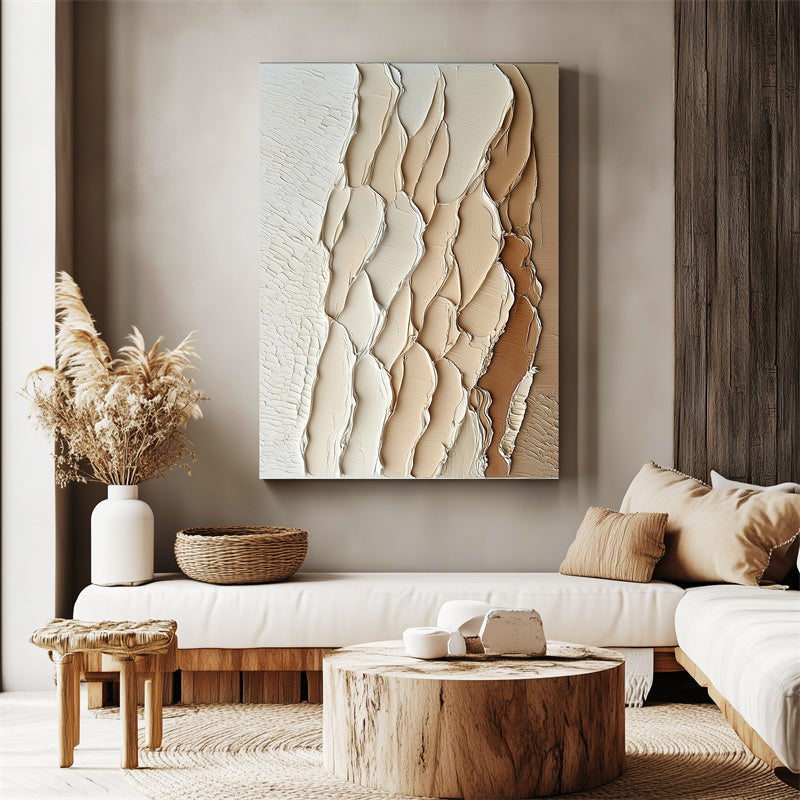 Layered Sand Dunes Textured Abstract Canvas - Modern Minimalist Art