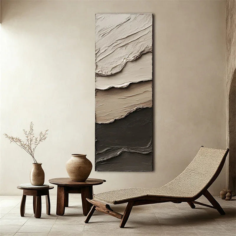 Textured Earth Tones Canvas-Handmade Thick Coating Landscape Texture Oil Painting Wall Art for Modern Interior Decoration - artextured