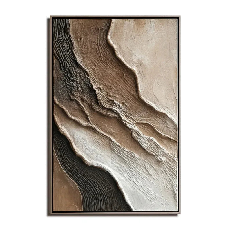 Abstract Textured Wall Art - Earth Tones Flowing Layers Canvas Painting - artextured
