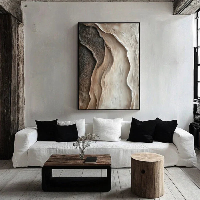 3D Textured Abstract Earth Tones Wall Art – Modern Neutral Canvas Decor - artextured