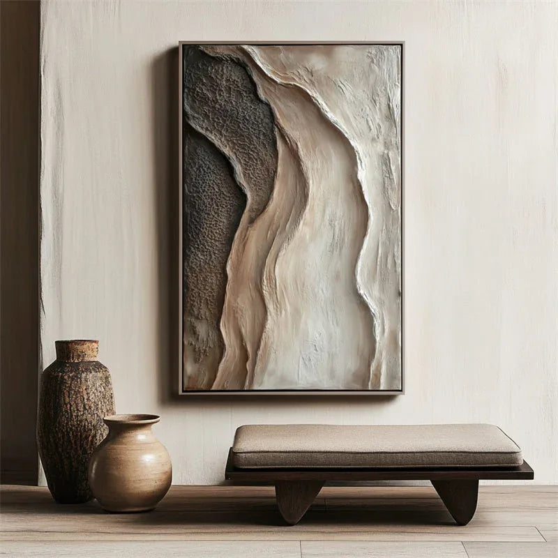 3D Textured Abstract Earth Tones Wall Art – Modern Neutral Canvas Decor - artextured