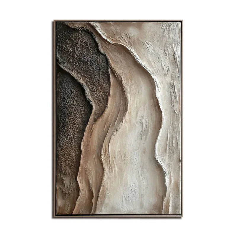 3D Textured Abstract Earth Tones Wall Art – Modern Neutral Canvas Decor - artextured