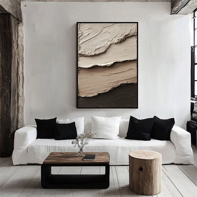 Layered Earth Tones Textured Wall Art - Minimalist Abstract Canvas