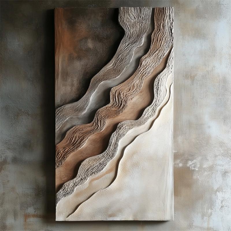 Cascading Horizons-Modern Minimalist 3D Vertical Wave Pattern Layered Texture Oil Painting Wall Art - artextured