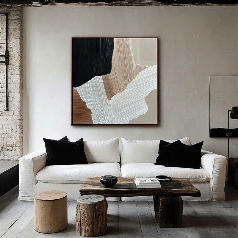 Textured Flow –The Art of Line Texture Wall between Modern Minimalist Color Blocks - artextured