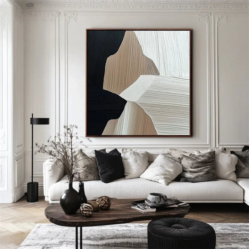 Contours of Serenity-Modern Minimalist Neutral Geometric Abstract Oil Painting Wall Art - artextured