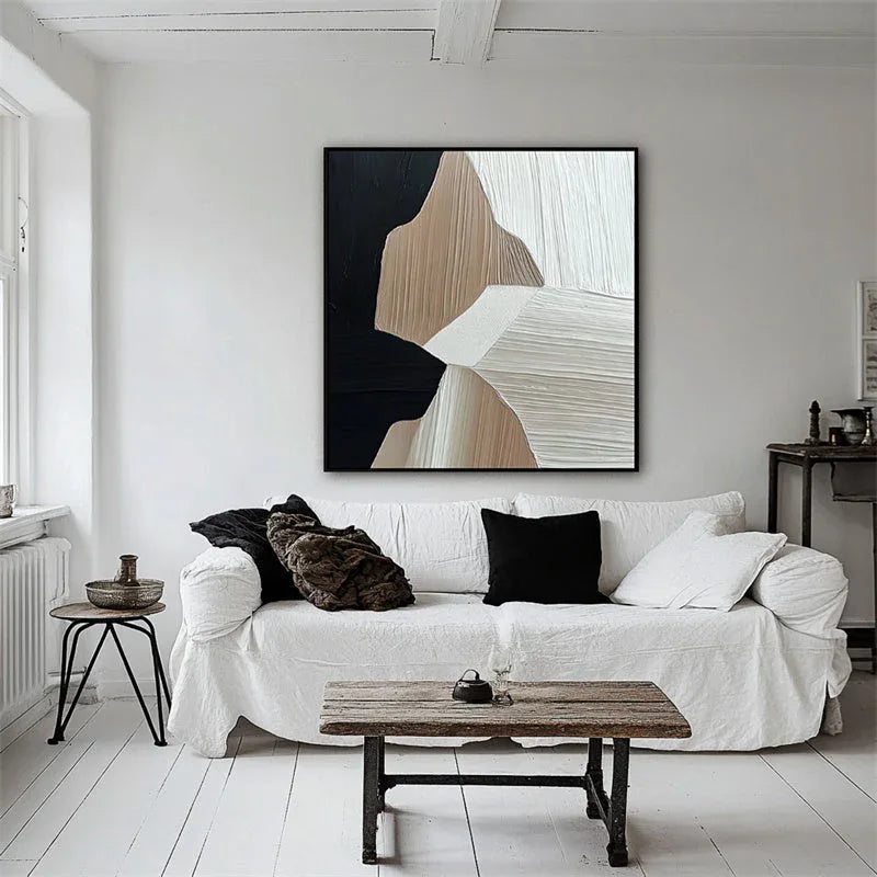 Contours of Serenity-Modern Minimalist Neutral Geometric Abstract Oil Painting Wall Art - artextured