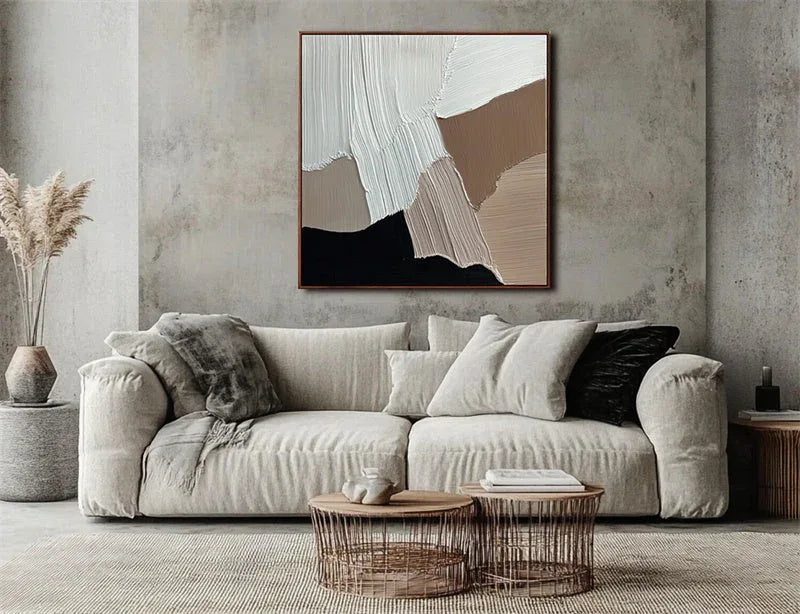 Abstract Harmony-Abstract Block Splicing Texture Wall Art in Morandi Color System - artextured