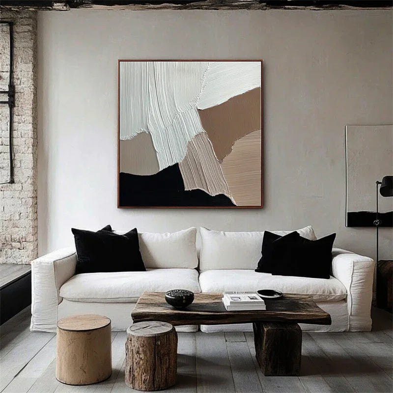 Abstract Harmony-Abstract Block Splicing Texture Wall Art in Morandi Color System - artextured