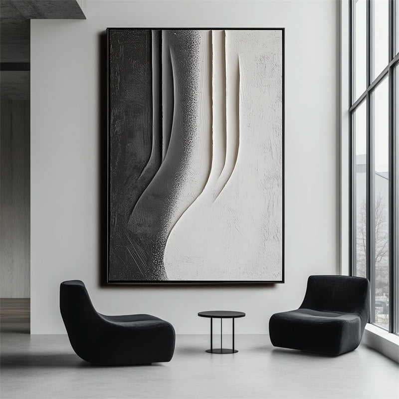Monochrome Elegance: Textured Abstract Art
