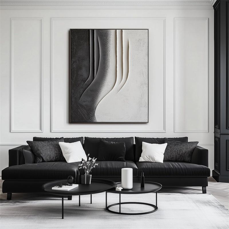 Monochrome Elegance: Textured Abstract Art