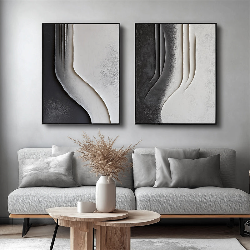 Monochrome Elegance: Textured Abstract Art