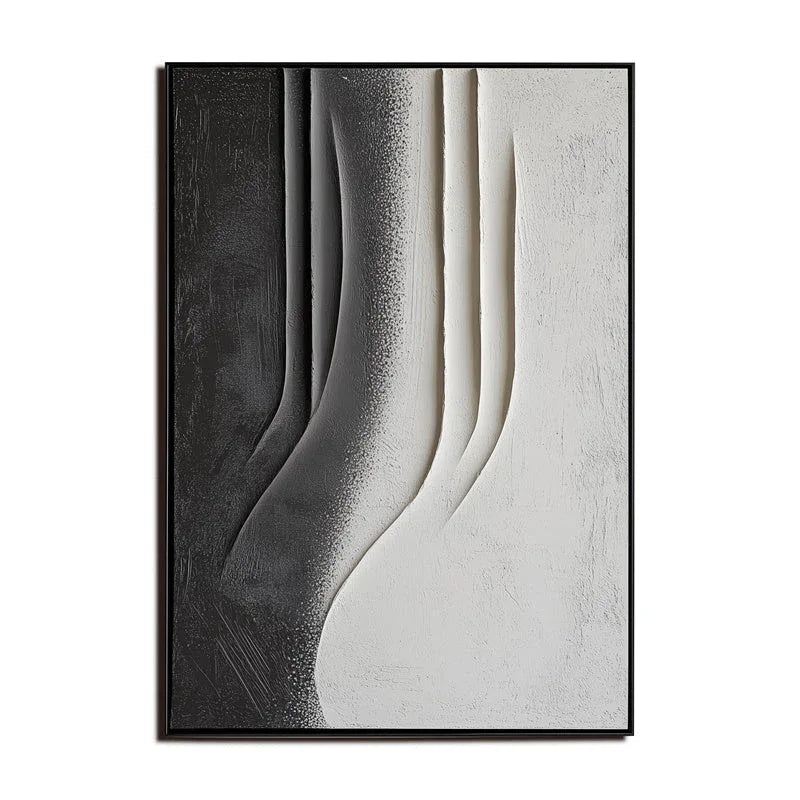 Monochrome Elegance-Modern Minimalist Vertical Geometric Black and White Curve Abstract Wall Art - artextured