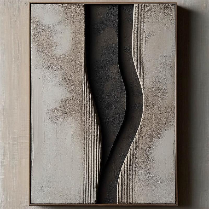 Mystic Flow Textured Canvas-Minimalist Gray Tone Three-Dimensional Texture Abstract Curve Oil Painting Wall Art - artextured