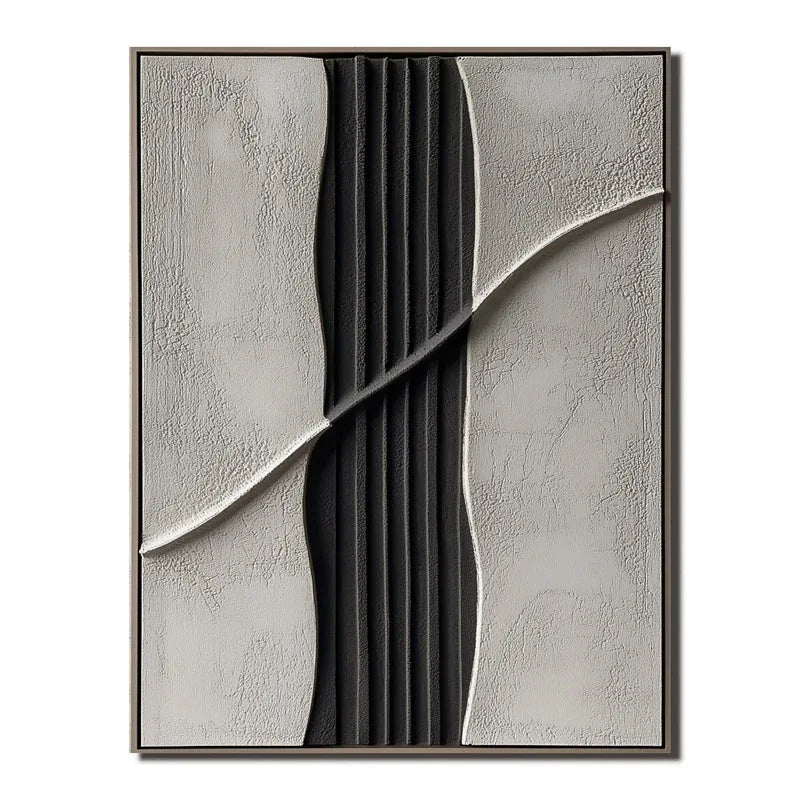 Minimalist Abstract Textured Wall Art - Modern Neutral Vertical Canvas - artextured