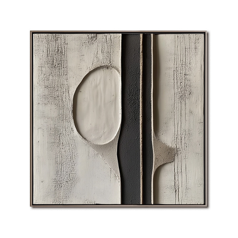 Monochrome Essence-Vertical Texture Abstract Oil Painting Wall Art of Geometric Surfaces