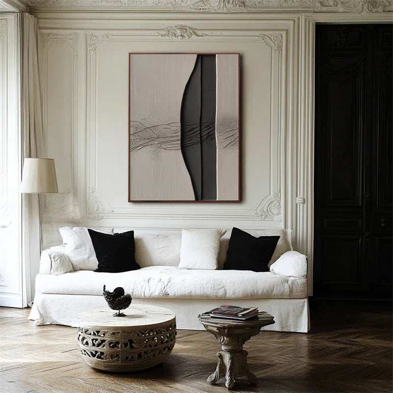 Ethereal Rift Textured Canvas-Abstract Oil Painting Wall Art With Layered Curves and Broken Textures - artextured