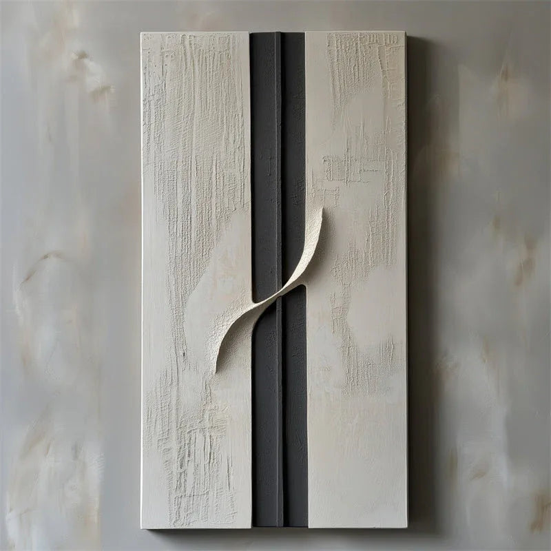 Serene Divide-Hand Drawn Texture and Three-Dimensional Curve Abstract Oil Painting Wall Art - artextured