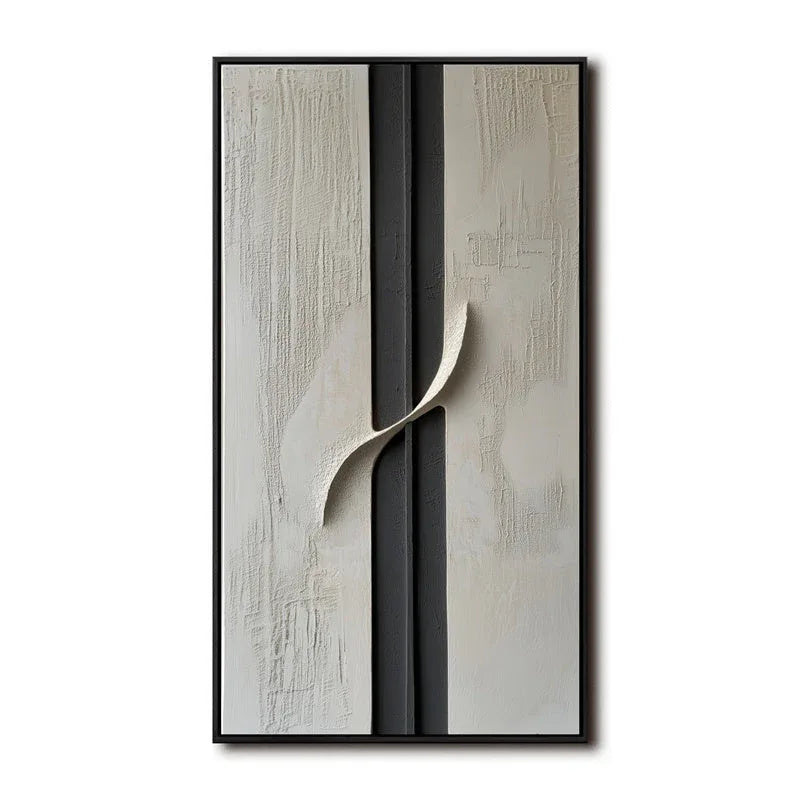 Serene Divide-Hand Drawn Texture and Three-Dimensional Curve Abstract Oil Painting Wall Art - artextured