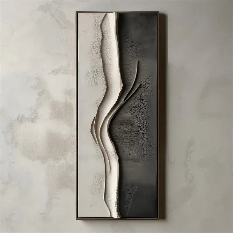 Tranquil Horizons Wall Art-Extremely Simple Wabi Sabi Wind Ridge Relief Abstract Wall Art - artextured