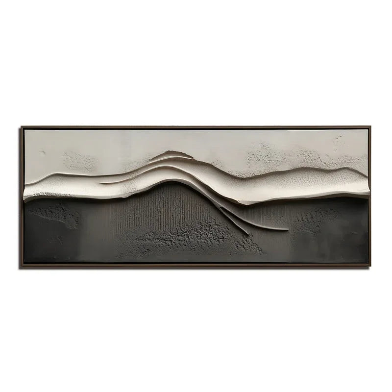 Tranquil Horizons Wall Art-Extremely Simple Wabi Sabi Wind Ridge Relief Abstract Wall Art - artextured