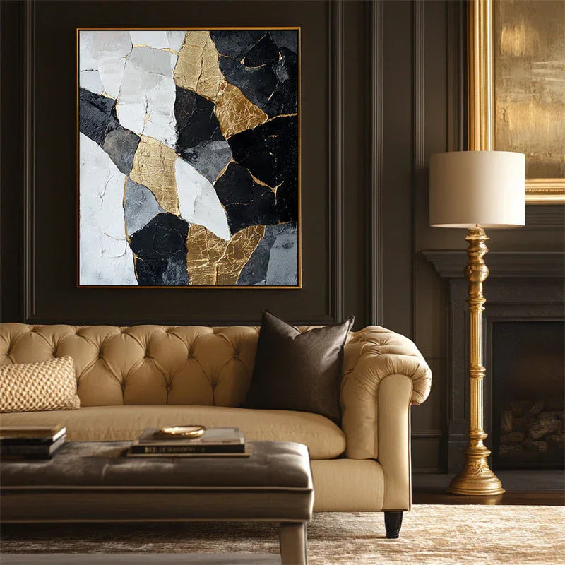 Shattered Elegance-Abstract Oil Painting Wall Art of Fragmentation and Reconstruction - artextured