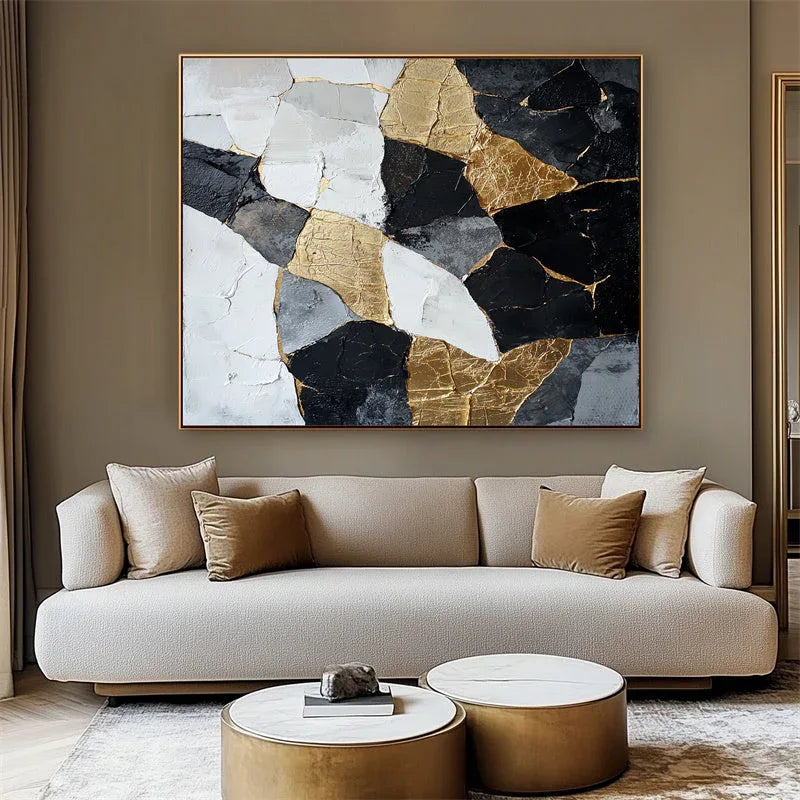 Shattered Elegance-Abstract Oil Painting Wall Art of Fragmentation and Reconstruction - artextured
