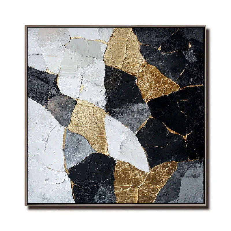 Shattered Elegance-Abstract Oil Painting Wall Art of Fragmentation and Reconstruction - artextured