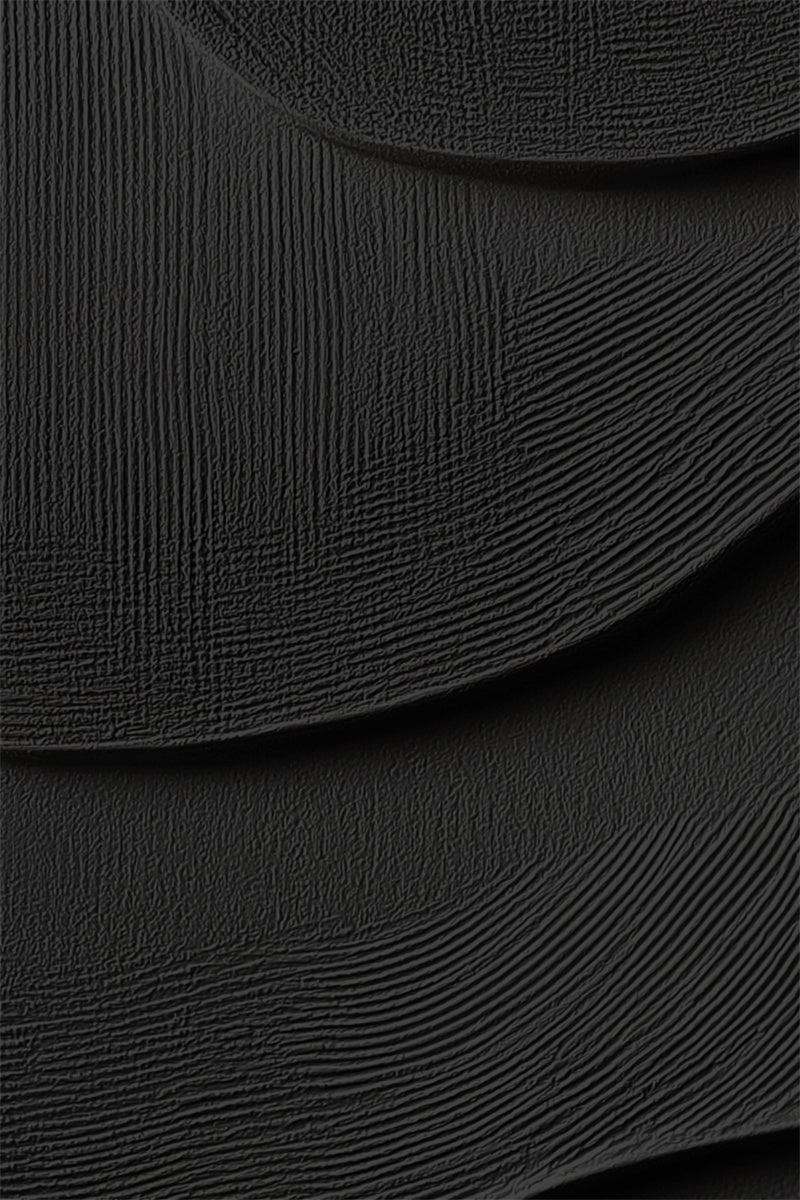 3D Black Textured Wall Art – Minimalist Abstract Wave Design Decor