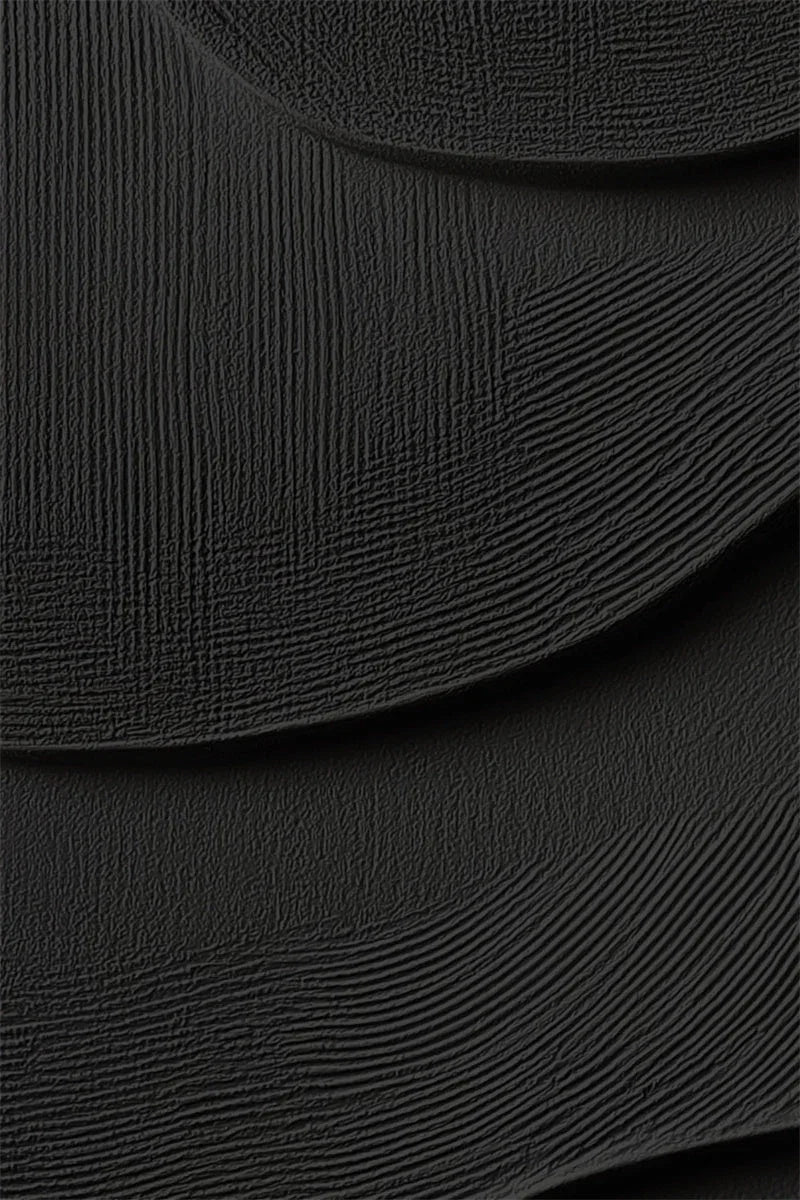 3D Black Textured Wall Art – Minimalist Abstract Wave Design Decor - artextured
