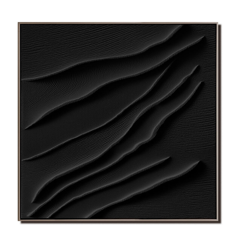 Elegant Waves-Modern Minimalist Black Texture Line Abstract Wall Art
