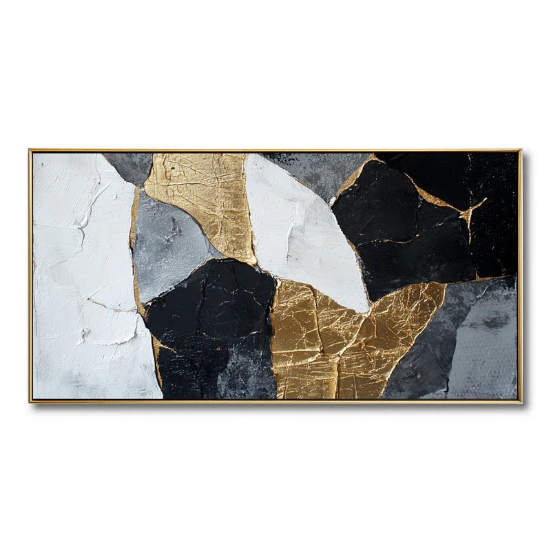 Fragments of Timeless Elegance-Modern Home Decoration Black Gold Geometric Abstract Wall Art - artextured